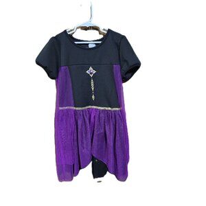 Disney Frozen II Black & Purple Dress With Lace Short Sleeve Size Large 10-12